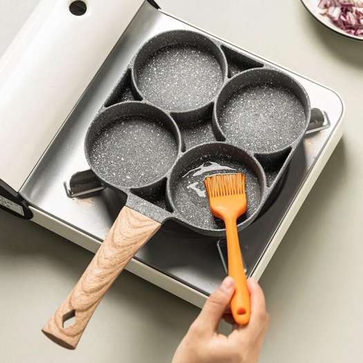 Chảo chiên trứng, làm bánh 4 ngăn, vân đá phù hợp với mọi loại bếp - chảo làm bánh 4 ngăn