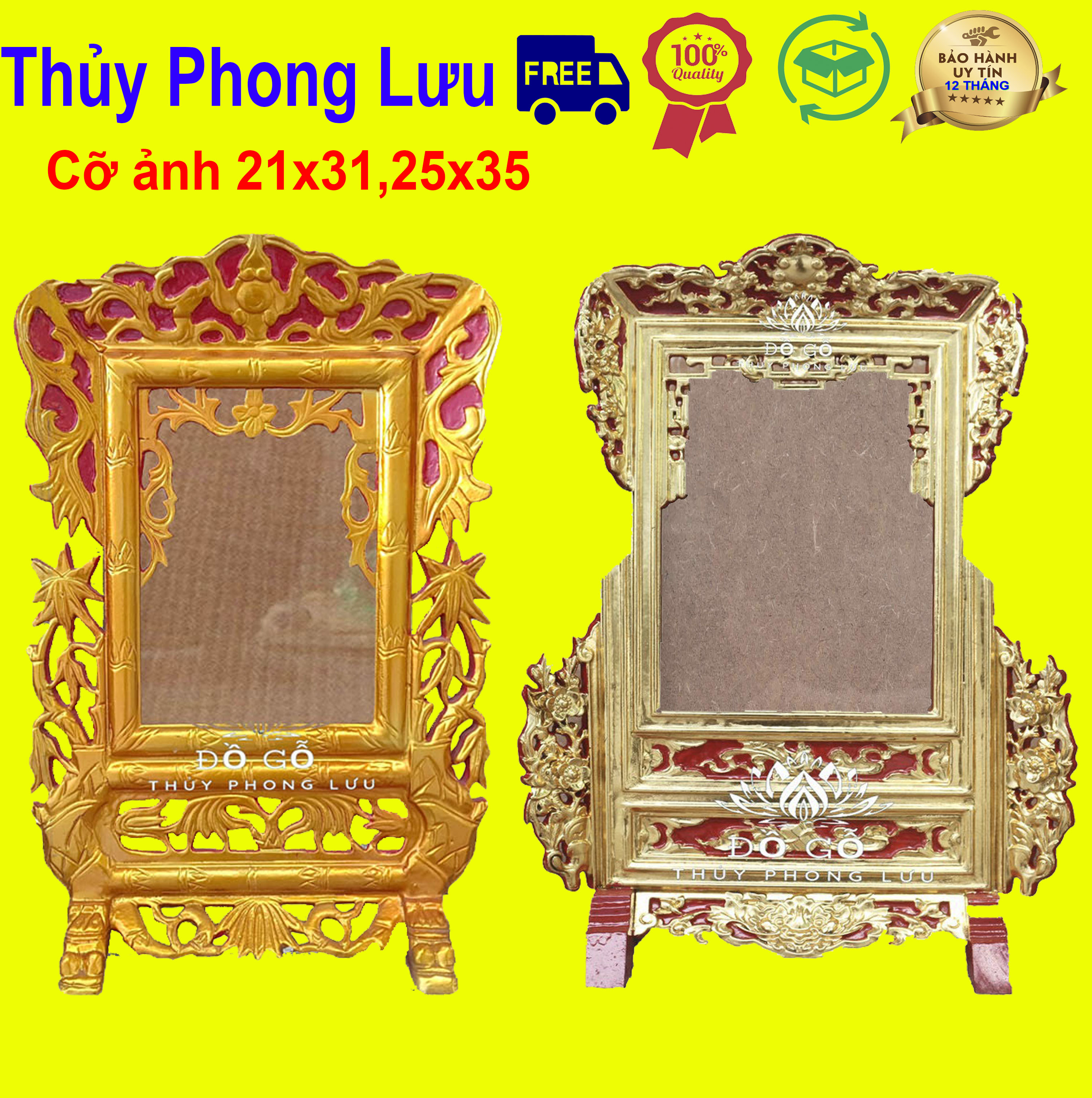 Khung ảnh chiện mai khung hình thờ cúng gỗ mít 2 cỡ ảnh 21x31,25x35