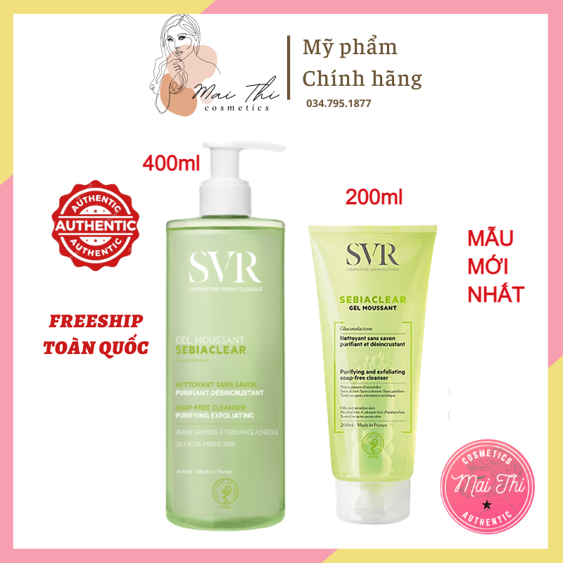 Sữa rửa mặt svr, gel rửa mặt svr sebiaclear gel moussant 200ml, 400ml