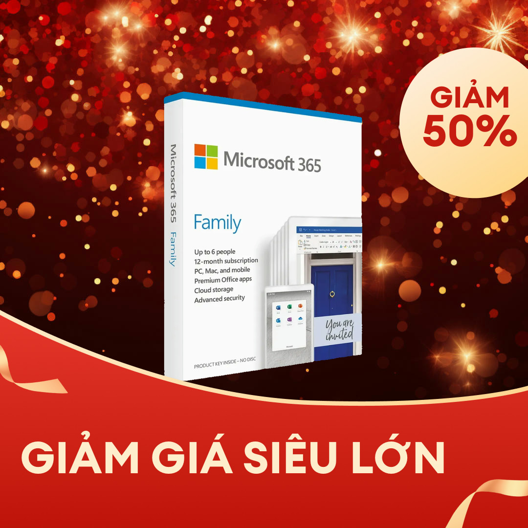 Microsoft 365 Family 01 năm 01 tài khoản 5 thiết bị - Share