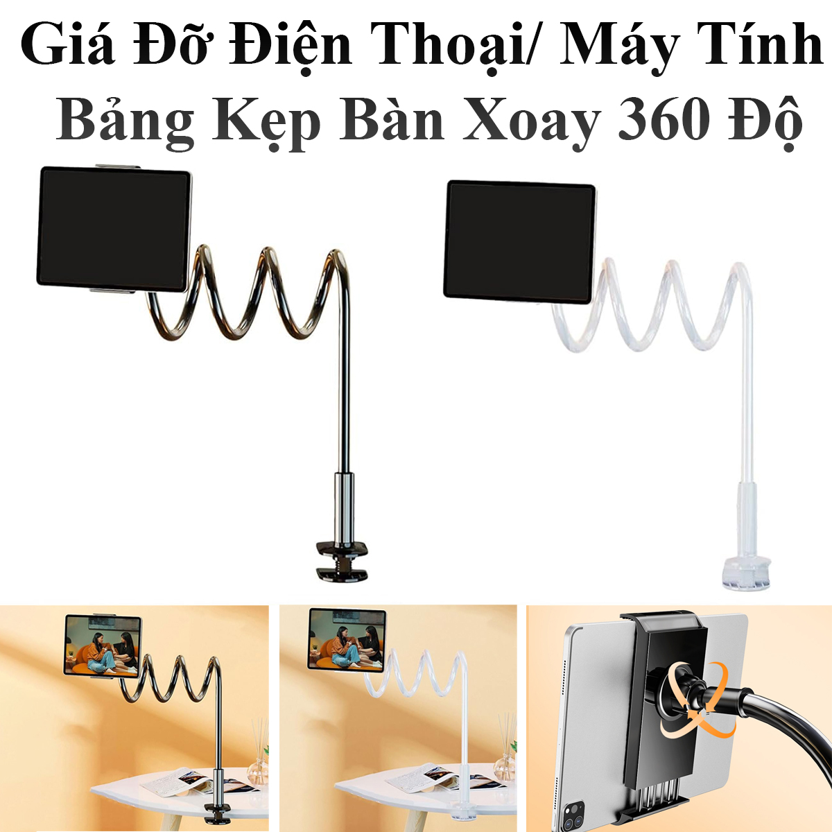 Giá Đỡ Điện Thoại Kẹp Bàn Xoay 360 Độ Hỗ Trợ Xem Phim, Livestream, Quay Video