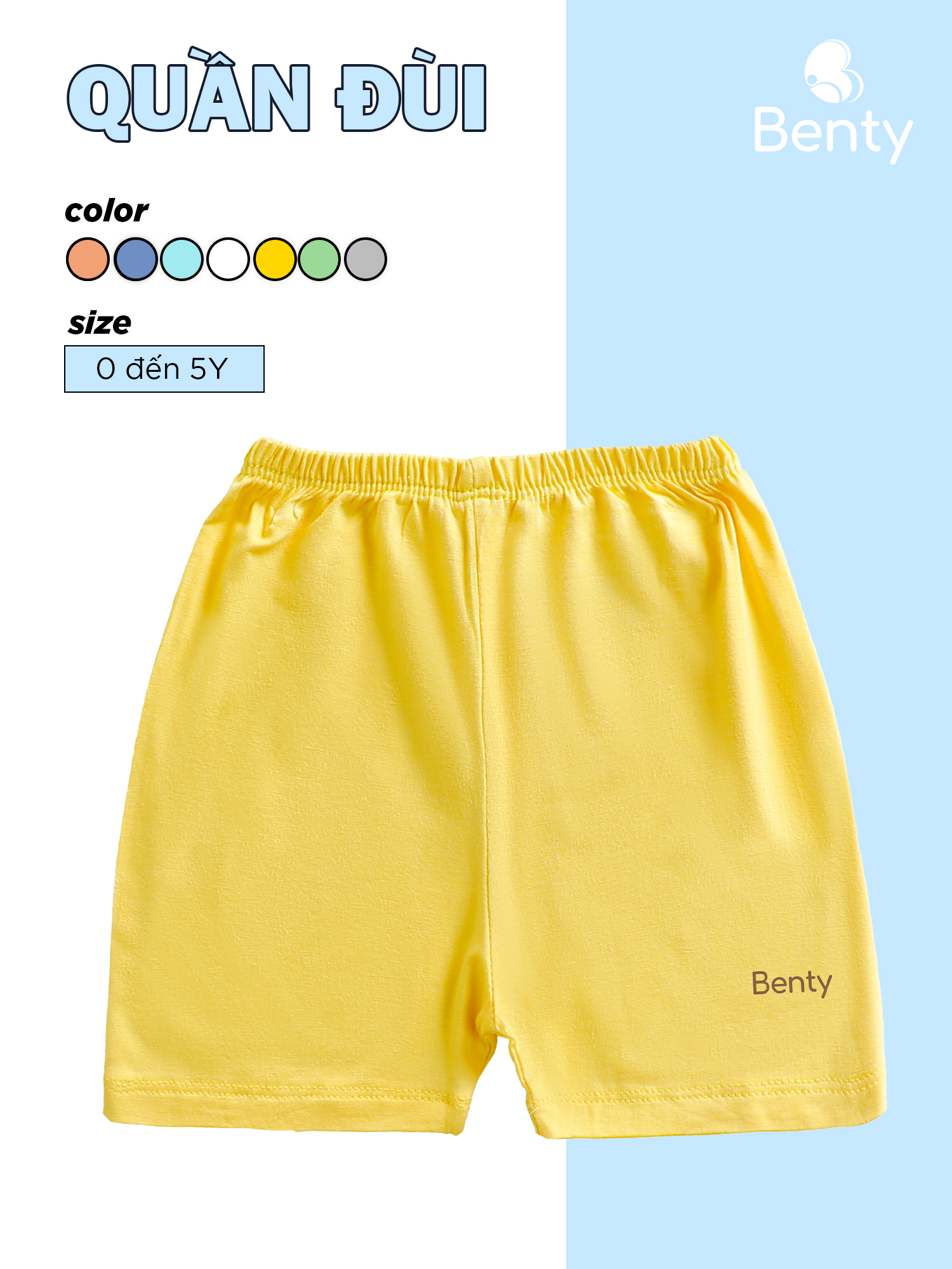 Quần đùi trẻ em BENTY chất vải mềm mịn mát quần ngắn cộc cho bé trai bé gái mặc ở nhà đi chơi
