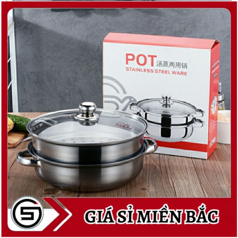 Nồi hấp inox 2 tầng size 28cm