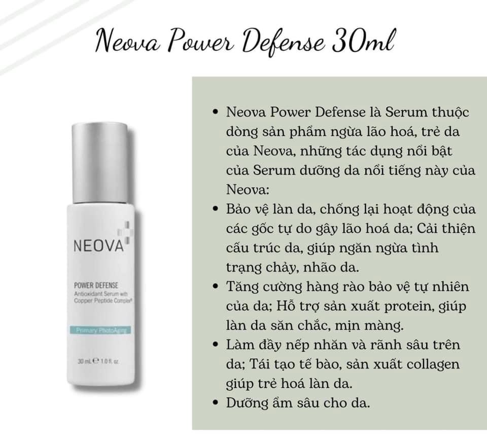 Neova power defense serum chứa phức hợp đồng peptide chống oxy hóa, phục hồi da