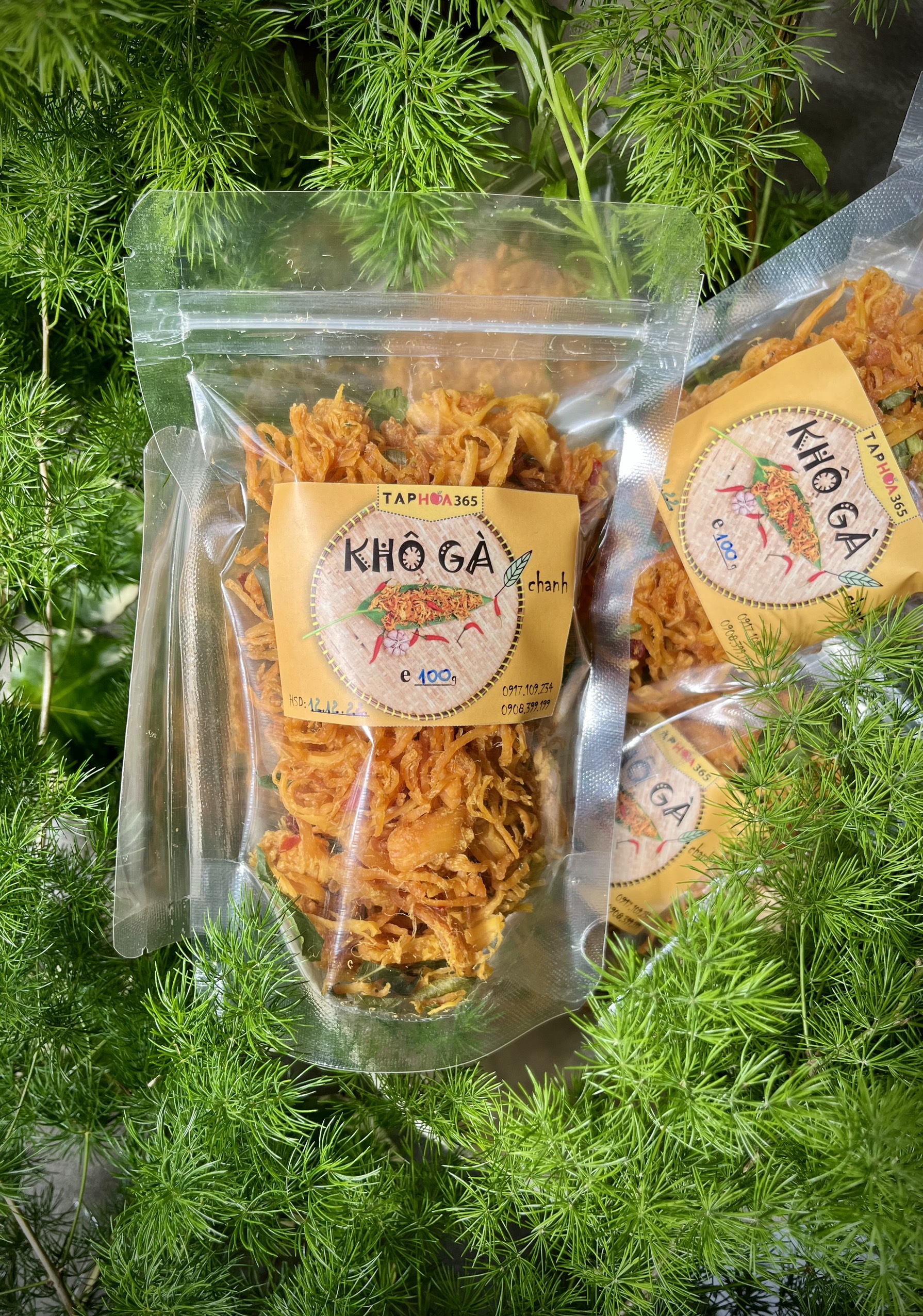 Khô gà lá chanh tạp hóa 365 sợi dai ngon loại đặc biệt 500gr