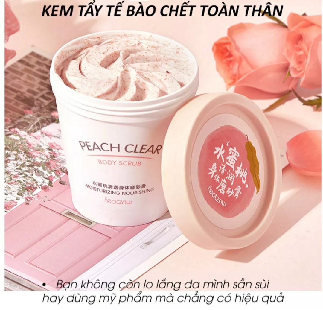 Tẩy da chết toàn thân heyxi đào peach clear body –heyx05 –hủ 200g, làm mịn sáng da - ch-boutique