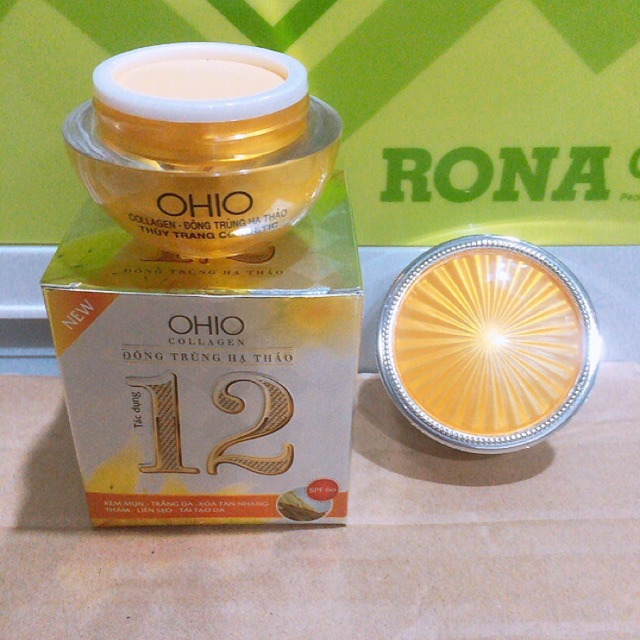 [HCM]Kem mụn - Trắng da - Xóa tàn nhang - Thâm - Liền sẹo 12 tác dụng Ohio Collagen – Đông trùng hạ thảo 30g