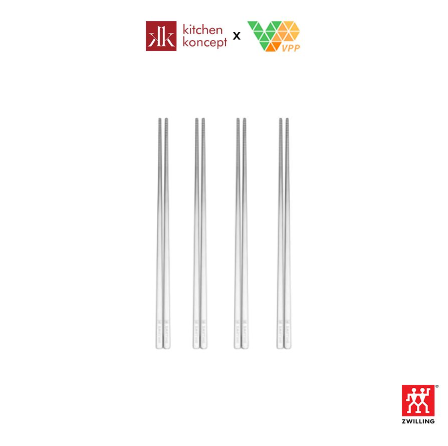 Bộ đũa ăn zwilling minimal màu bạc - 4 cặp - thương hiệu từ đức - nhập khẩu chính hãng