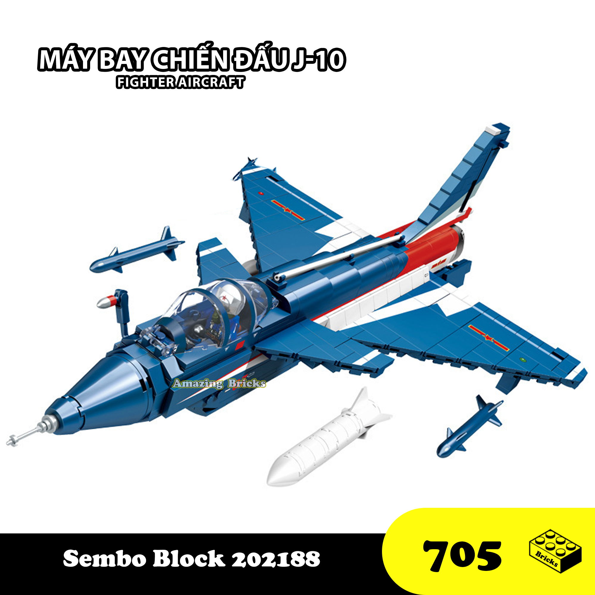 Đồ chơi Lắp ráp Máy bay chiến đấu J-10, Sembo Block 202188 Aircraft Fighter