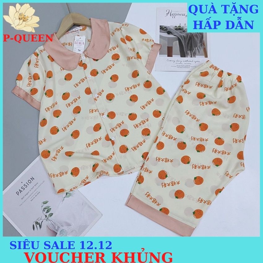 Đồ bộ nữ mặc nhà set đồ ngủ lụa mago cao cấp, Pyjamas nữ cộc lửng, Pyjama Queen, chất lụa mềm mại, thoáng mát + TẶNG KÈM dây cột tóc hoa cúc xinh xắn