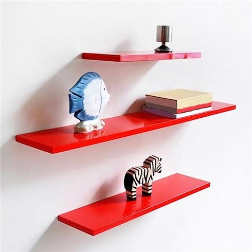 Kệ Gỗ Treo Tường Gồm 3 Thanh Ngang Màu Đỏ 30,40,50 x Sâu 13cm