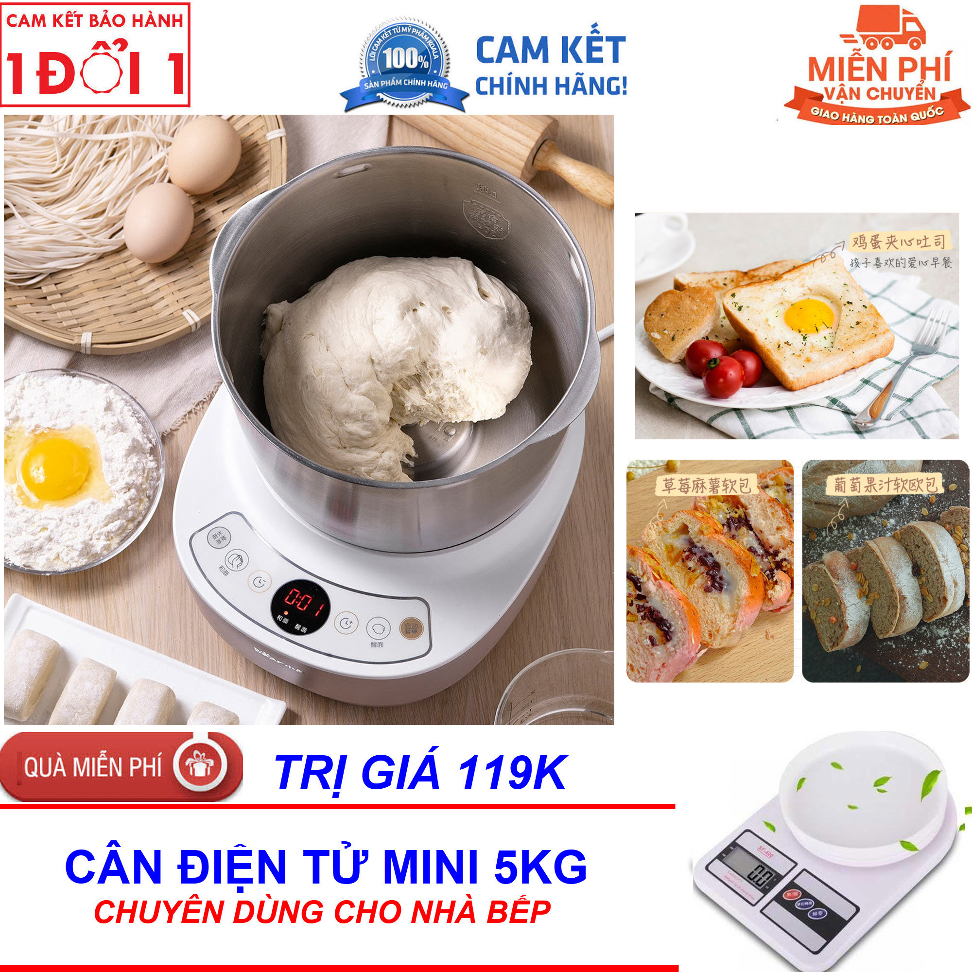 Tặng Cân Điện Tử Mini Trị Giá 119K - Hướng dẫn sử dụng Máy trộn và nhồi bột Bear HMJ-A35M1 - Máy nhồi bột bear HMJ-A35M1 (3.5l) Model 2019 - Máy trộn/ủ bột Bear 3.5L HMJ-A35M1 - Bảo hành 12 tháng