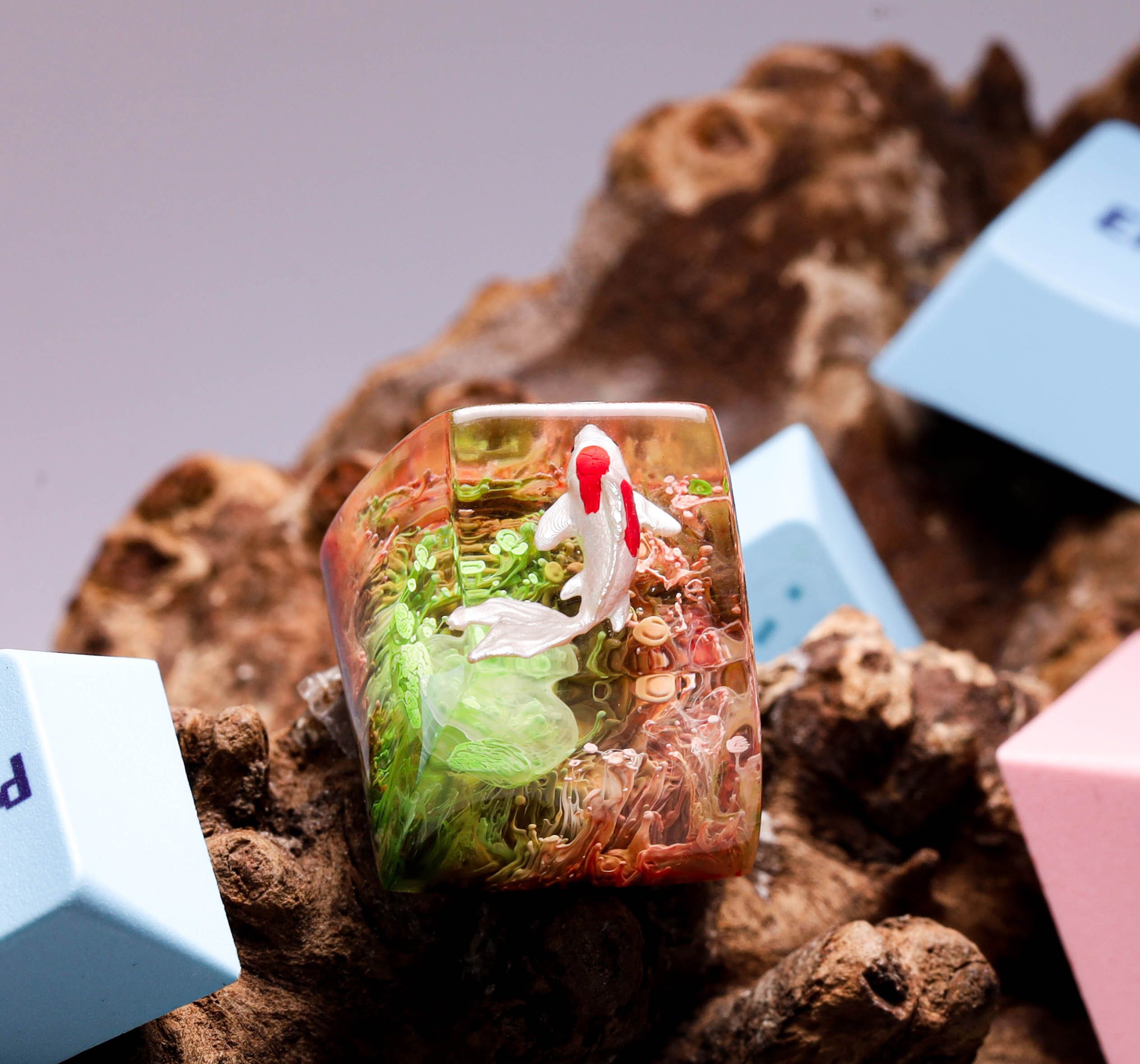 Keycap cá koi đỏ trắng, nút bàn phím rẻ đẹp, phù hợp cho bàn phím cơ, SA