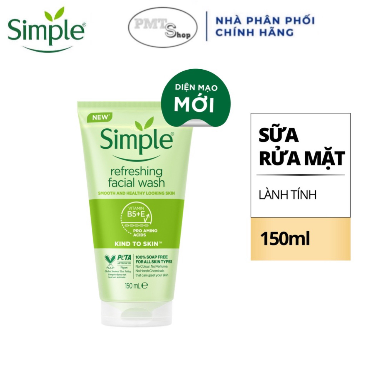 Sữa Rửa Mặt Simple Lành Tính 150ml sạch thoáng cho da nhạy cảm