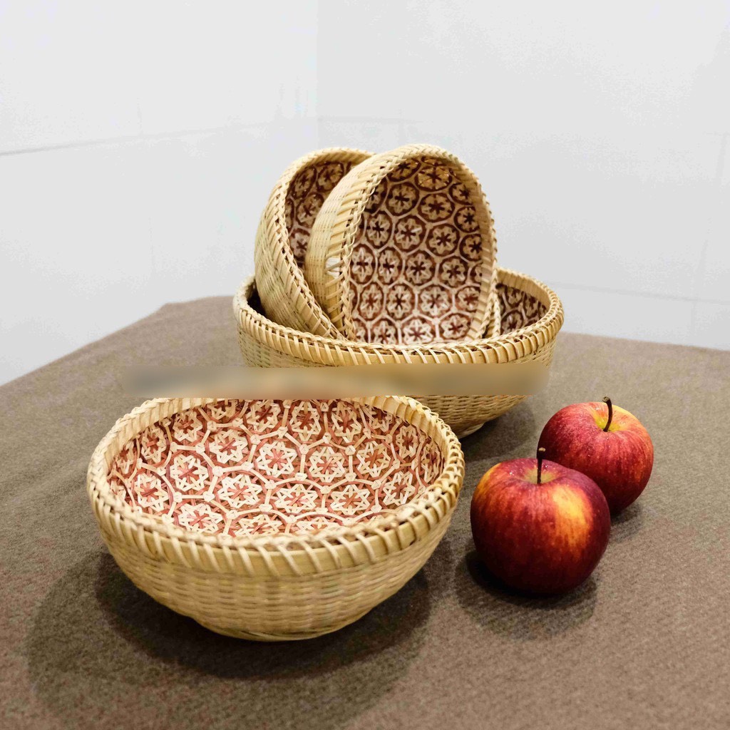 Bát hoa sao mây tre đan BAMBOOO rổ nhỏ đựng hoa quả trang trí decor, đựng đò, hoa quả, Bát mây tre thủ công
