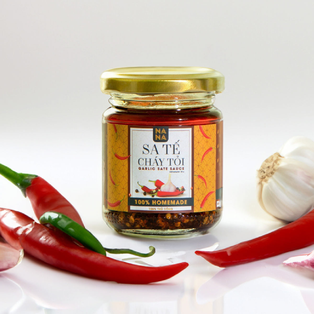 Sa tế xuyên tiêu cháy tỏi Nanafoods 120gr -100% homemade - dùng trộn mì, hủ tiếu, phở, ướp gia vị, làm nước chấm các loại...