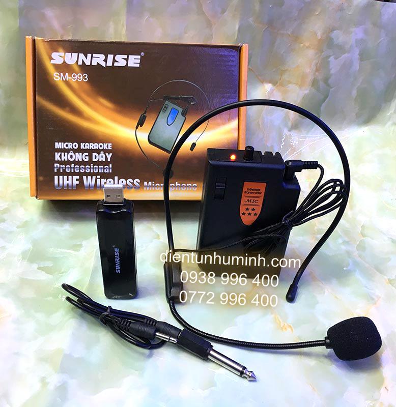 Micro không dây đeo tai sunrise sm-993 , cài đầu cho loa kéo, máy trợ giảng