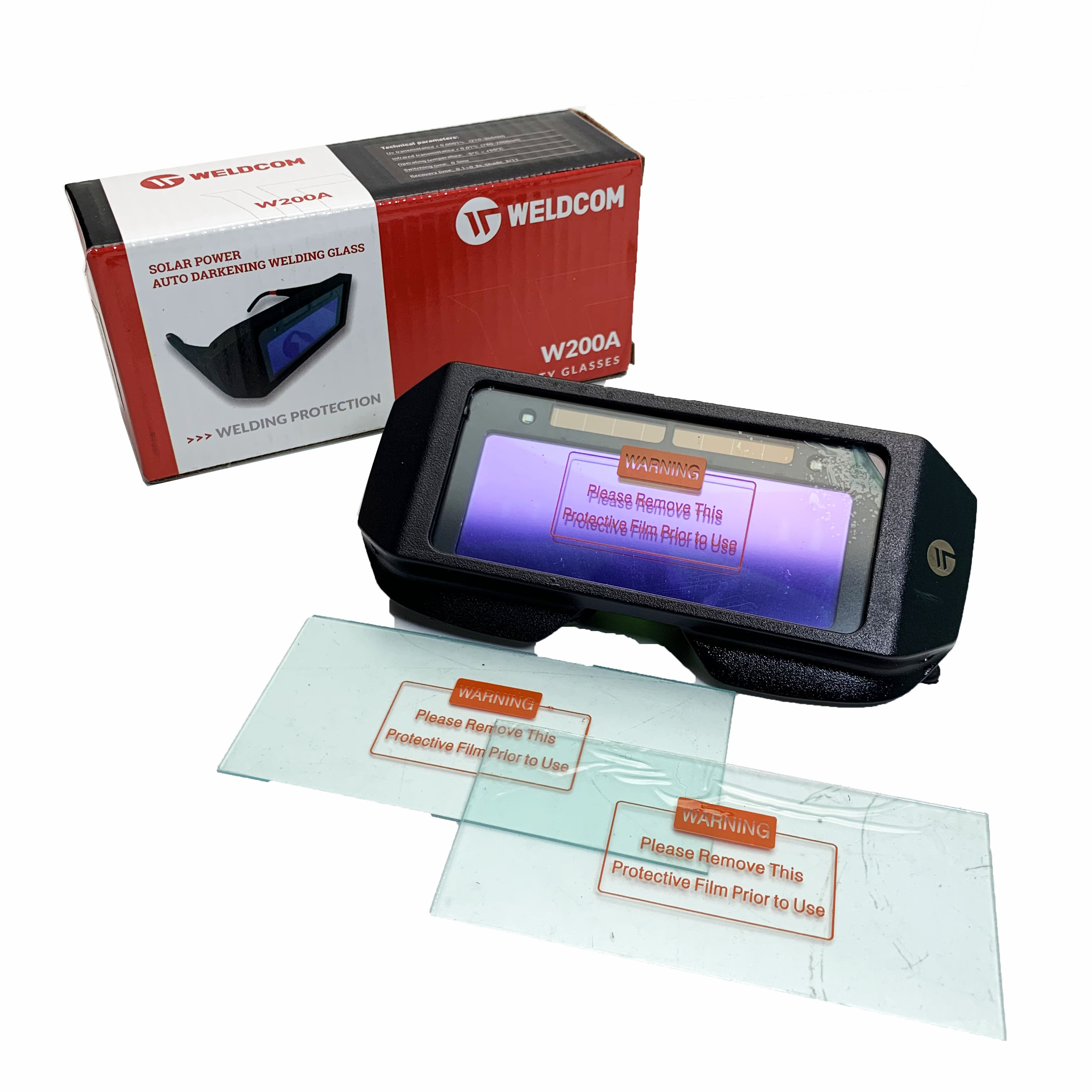 Kính hàn điện tử Weldcom W200A -  Pin mặt trời, tự động cảm biến ánh sáng