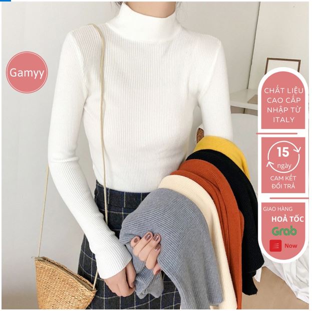 Áo len tăm cổ lọ 3 phân Gamyy hàng quảng châu chất mềm mịn xinh xắn - CD030