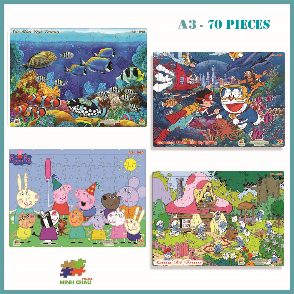 Tranh xếp hình 70 mảnh ghép khổ A3 – đồ chơi trí tuệ cho bé từ 3 tuổi – Bộ sưu tập hoạt hình yêu thích