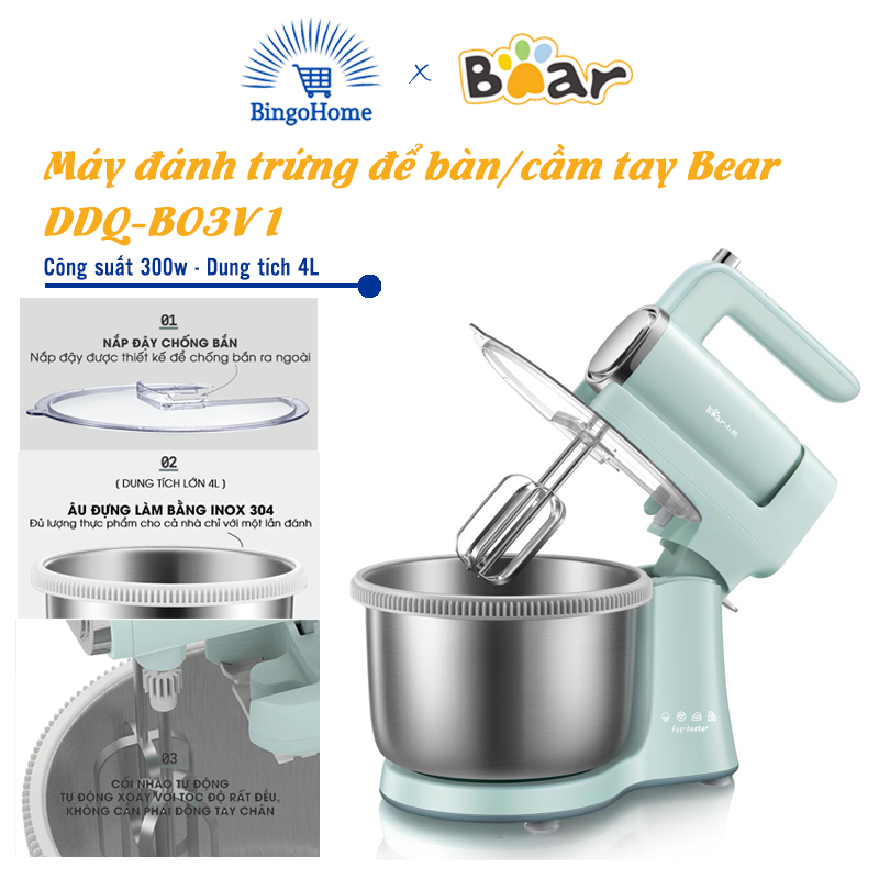 Máy đánh trứng trộn bột đa năng bear ddq-b03v1 - bh 1 năm - bingo home