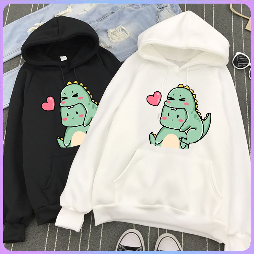 Áo Hoodie in hình đôi dễ thương Chất Vải Nỉ Bông