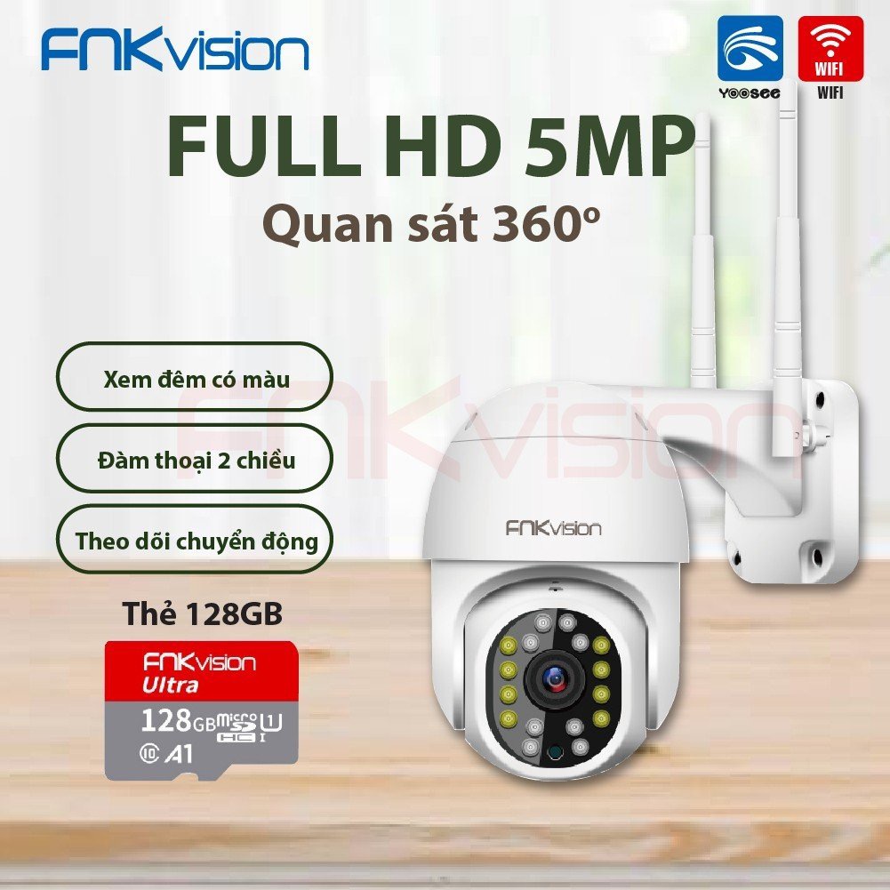 Camera wifi Fnkvision 5.0MP có màu Yoo see 5G đàm thoại 2 chiều toàn cảnh 360 độ phiên bản tiếng việt