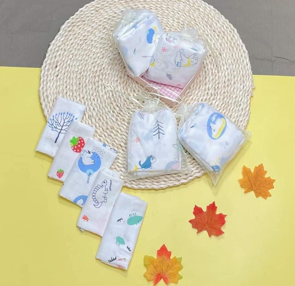 Set 10 khăn sữa Aden họa tiết dễ thương cho bé