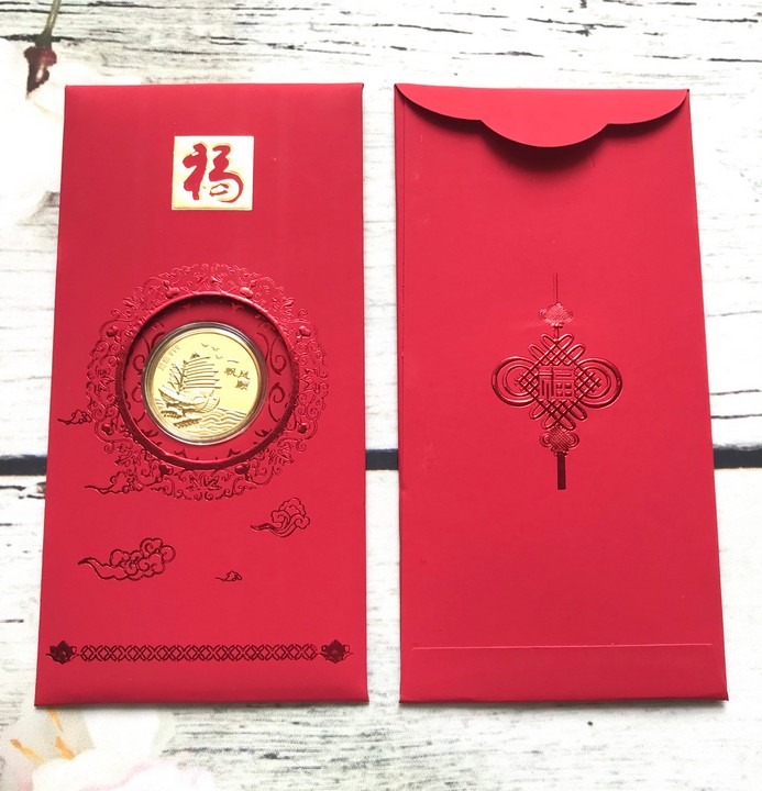 Bao lì xì mạ vàng Thuận Buồm Xuôi Gió chất liệu Giấy bìa hộp nhựa arylic - SP005082