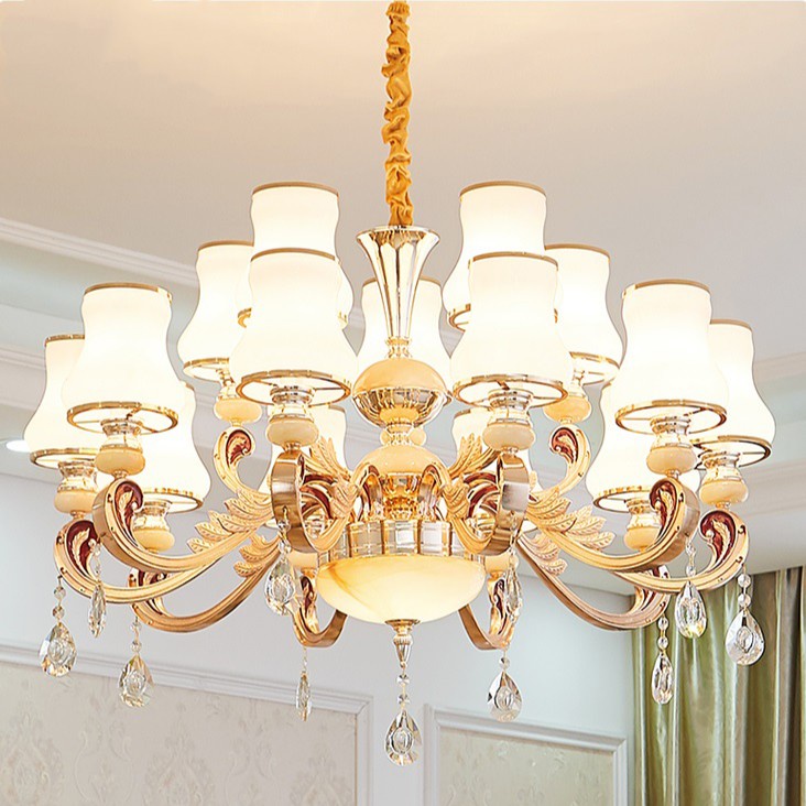 Đèn chùm trang trí nội thất sang trọng, đẳng cấp - kèm bóng led chuyên dụng aikon 15 tay.