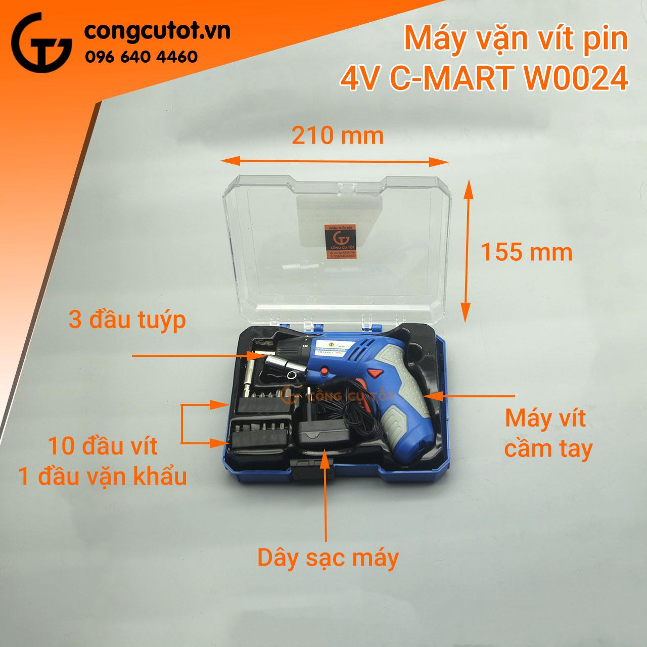 Máy vặn vít dùng pin sạc 4v c-mart w0024
