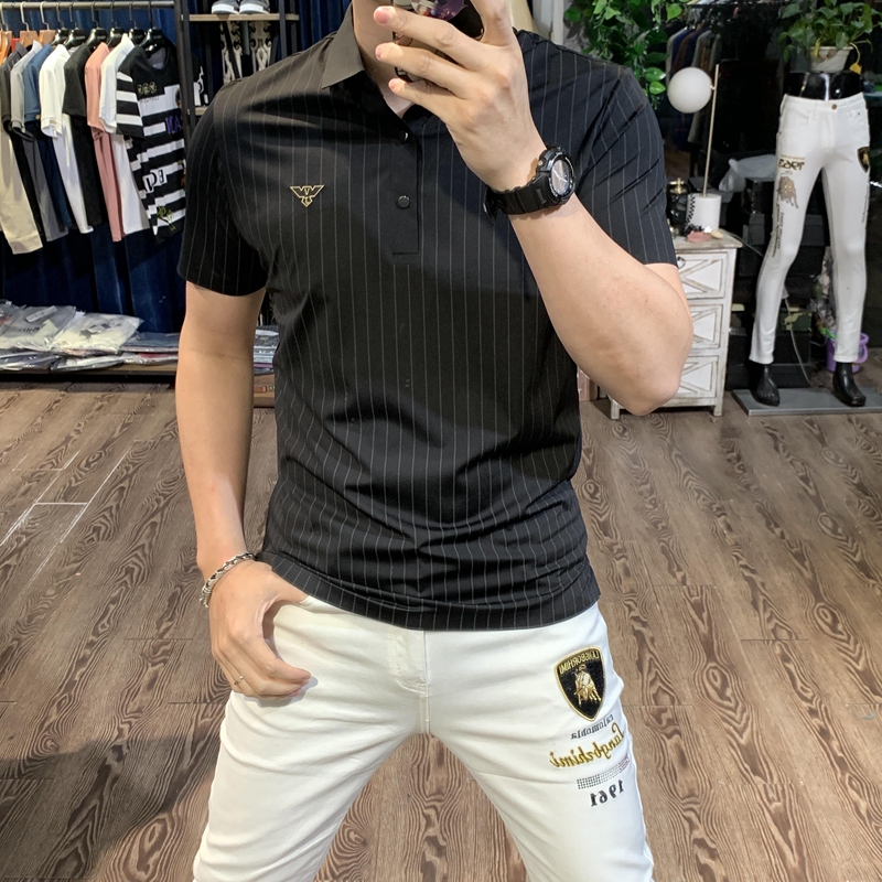 [ HOT TREND 2021] áo polo nam cổ bẻ , áo thun nam kẻ sọc thêu logo vải cotton lụa siêu mát  chuẩn from Hàn