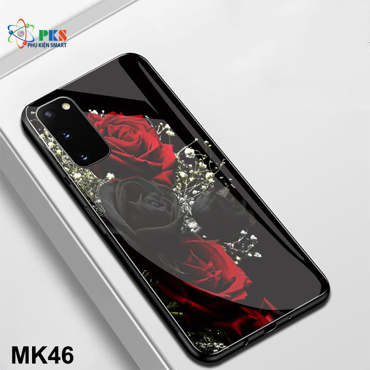 Ốp lưng Samsung Galaxy A51 hình hoa hồng  mặt kính sáng bóng