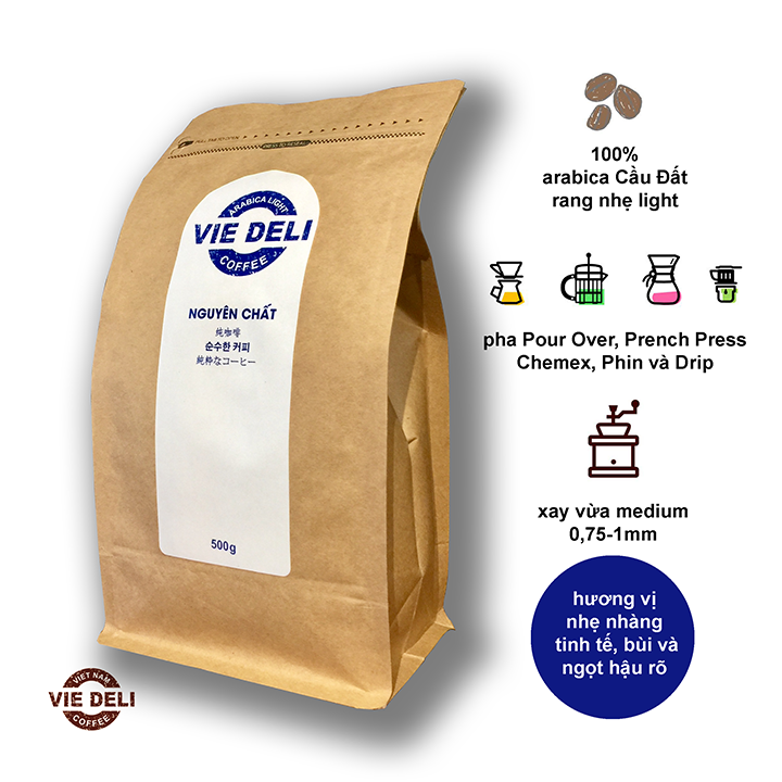 Cà phê bột Arabica Light Viedeli, túi 500g
