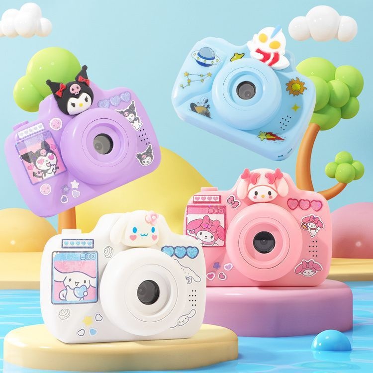 Máy ảnh mini Cam Kép kèm thẻ nhớ 16GB, Máy quay video, chụp hình trẻ em Kuromi, Melody, quà tặng sinh nhật đáng yêu cho bé từ 3 tuổi