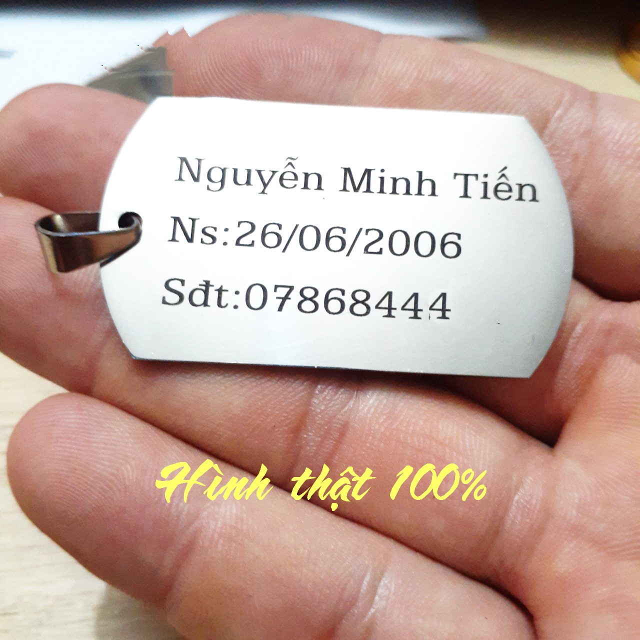 Dây chuyền inox hình thẻ bài khắc tên theo yêu cầu - đẹp, không phai không đen, không gỉ - tặng dây bi 2mm