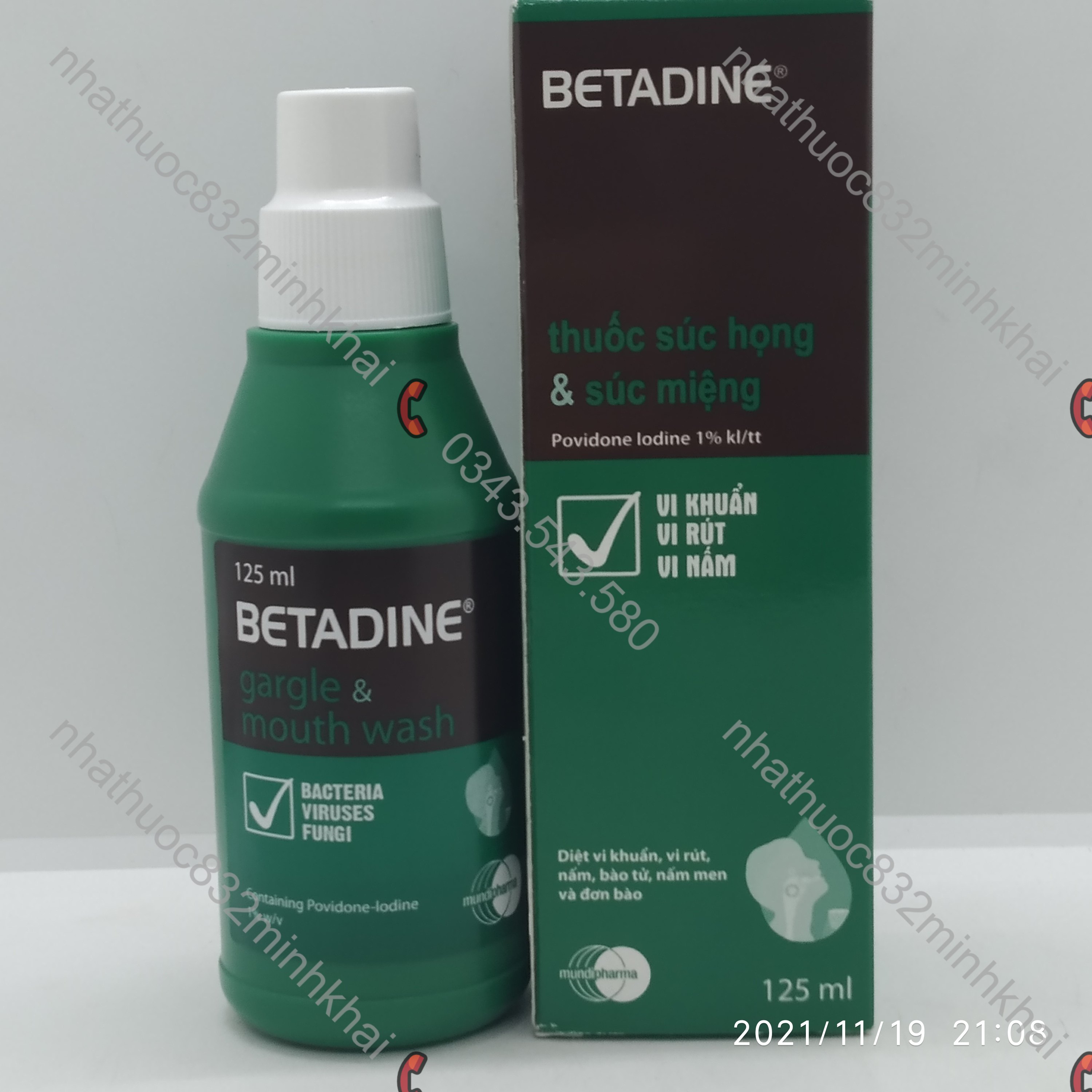Nước súc miệng betadine chai 125ml