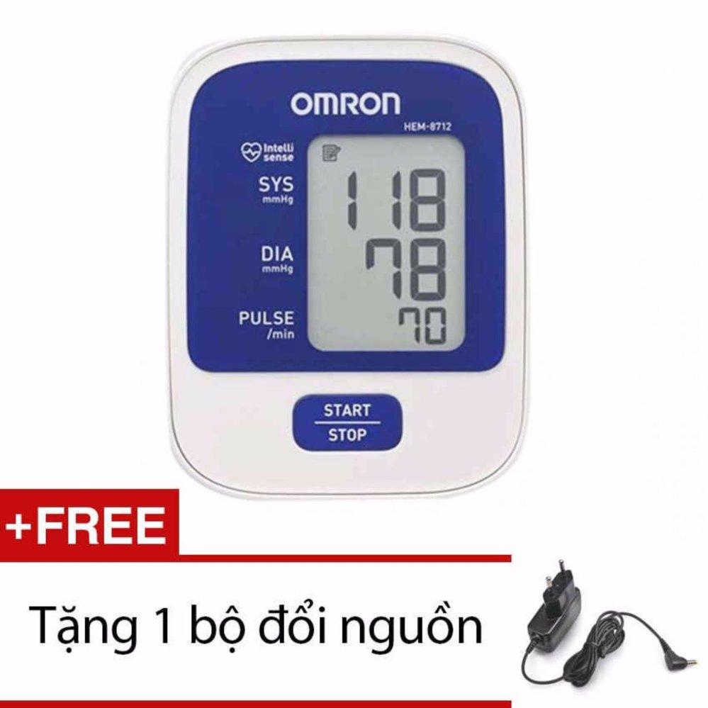 Máy đo huyết áp và nhịp tim bắp tay Omron Hem 8712 + Tặng bộ đổi nguồn