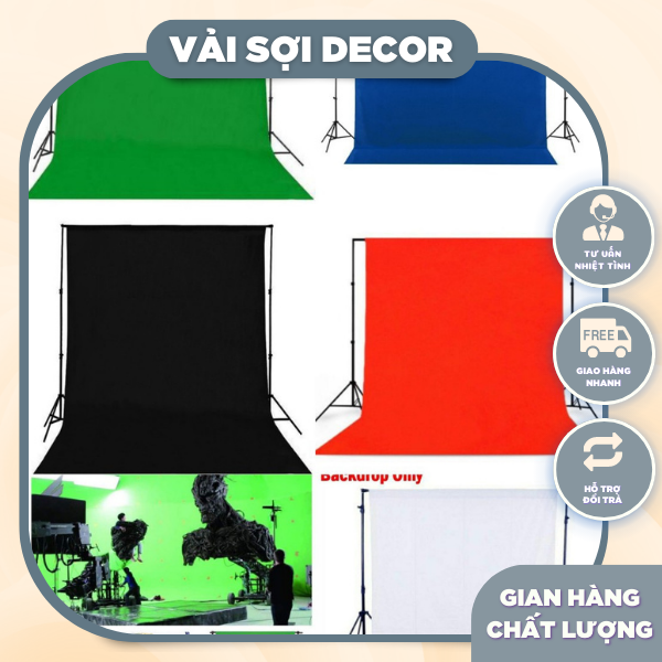Phông nền chụp ảnh background vải dệt, vải treo tường đen và màu