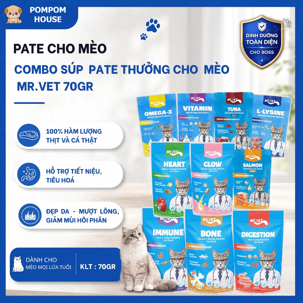 Pate Mr Vet Cao Cấp Dành Cho Mèo Trưởng Thành - 70GR