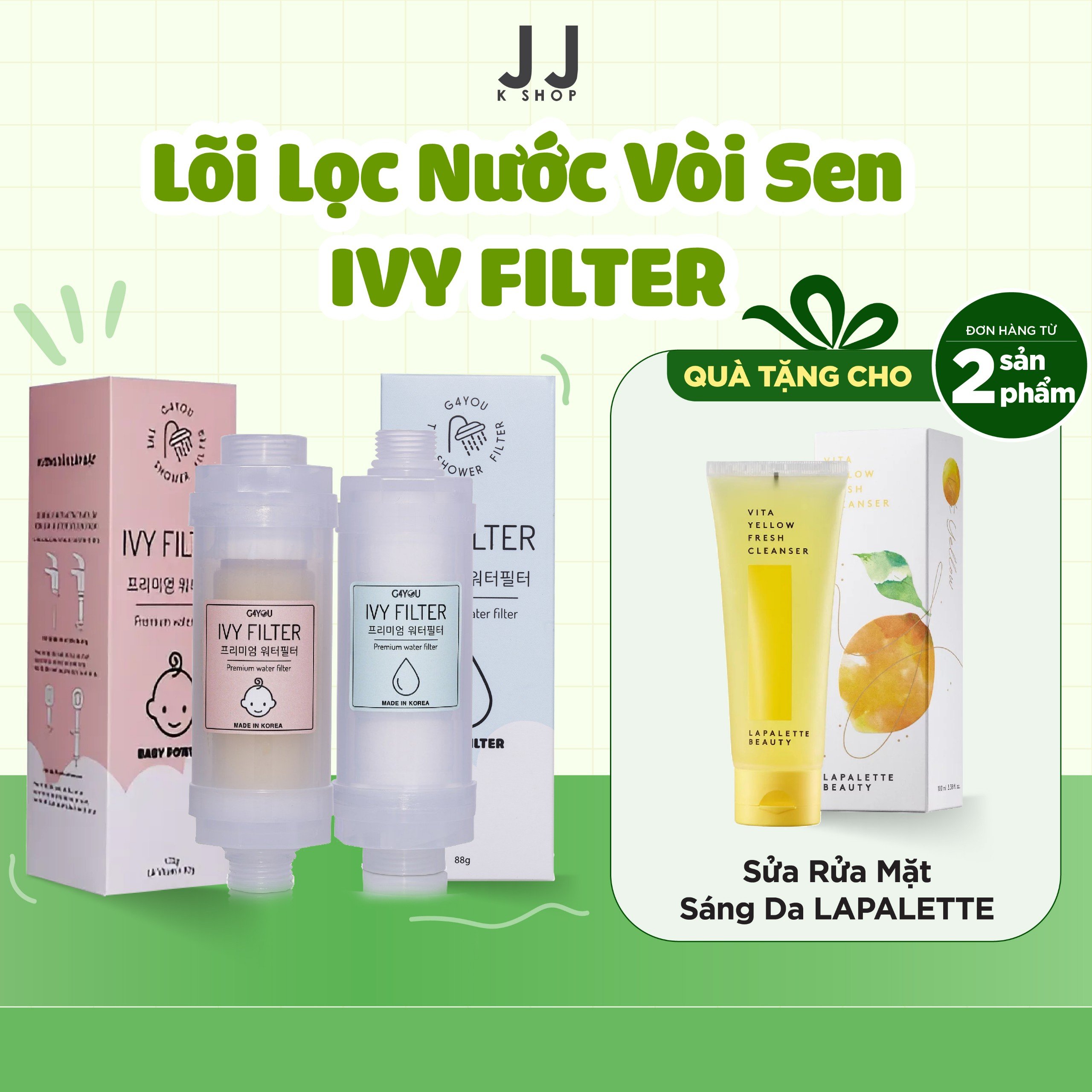 Lõi lọc nước vòi sen Pure - Ivy Filter Lọc sạch cặn bẩn khử clo trong nước Hàn Quốc