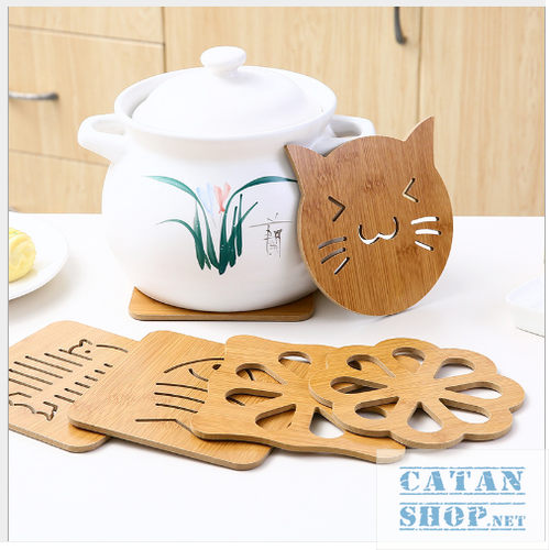 (14.5cmx14.5cm) Miếng Gỗ Lót Nồi Thú Vị Décor - Phụ Kiện Bàn Ăn, Miếng Lót Nồi Cách Nhiệt Gỗ Ép Hình Ngộ Nghĩnh