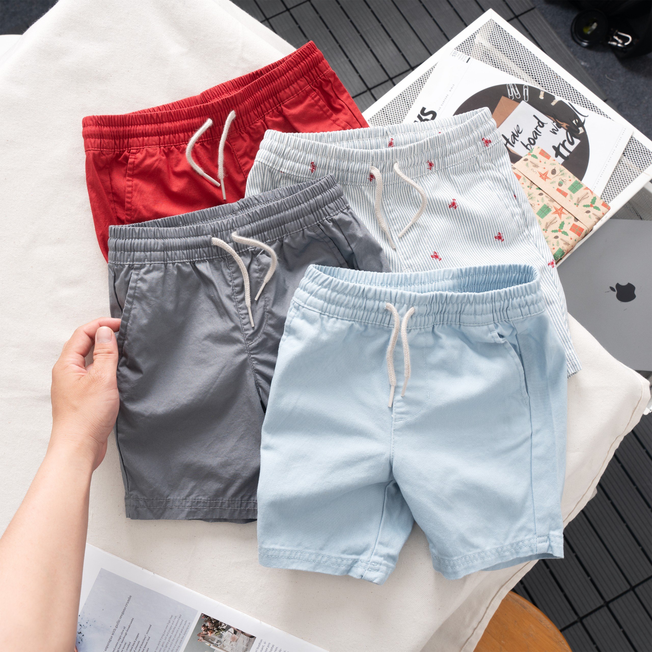 Quần short kaki cho bé Trai size từ 7kg- 21kg, Quần short kaki bé Trai thoáng khí lưng thun có dây rút tiện lợi 4 màu QSD02