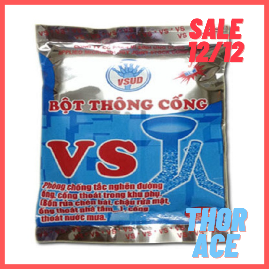 [Hoàn Tiền 10%] Bột thông cống VS thông tắc bồn cầu siêu mạnh Bột thông bồn rửa bát , ống thoát nước, lavabo, phân hủy rác tóc dầu mỡ cặn bã mà vẫn an toàn cho đường ống