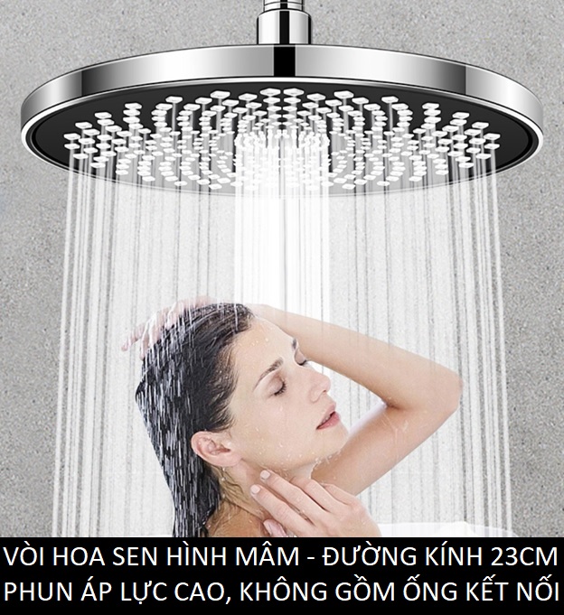 Vòi sen nóng Lạnh áp lực cao, hình bát sen lớn đường kính 24cm, lực phun mạnh và tiết kiệm nước, không bao gồm tay cầm và dây kết nối