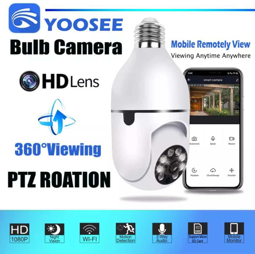 Camera giám sát bóng đèn - camera ip wifi ngoài trời,camera an ninh ngoài trời - camera wifi chính hãng full hd camera ip wifi ngoài trời yoosee ptz16 led d16a 2.0mpx đàm thoại xoay 360 chất lượng video full hd.