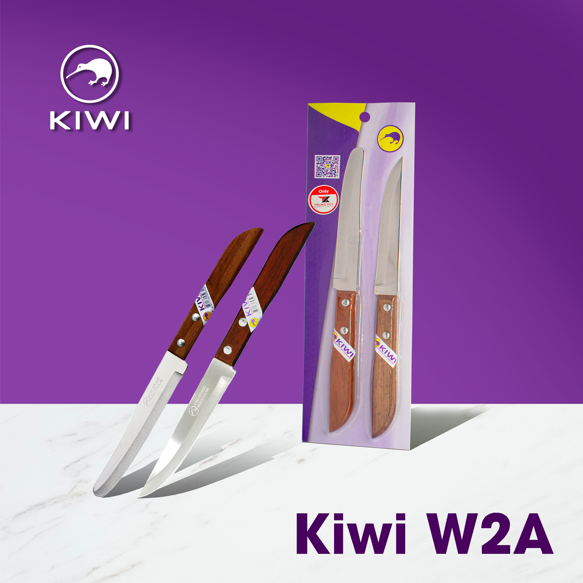 Bộ 2 dao kiwi gọt vỏ cán gỗ - w2a - new2024
