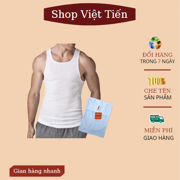 Áo thun ba lỗ nam thời trang hàng VNXK chất liệu 100% cotton co giãn tốt,không gây hằn lên da,không gây sự khó chịu khi mặc,thích hợp làm áo lót trong áo sơ mi,sử dụng khi tập thể thao,ở nhà,áo ngủ VT-126 Việt Tiến