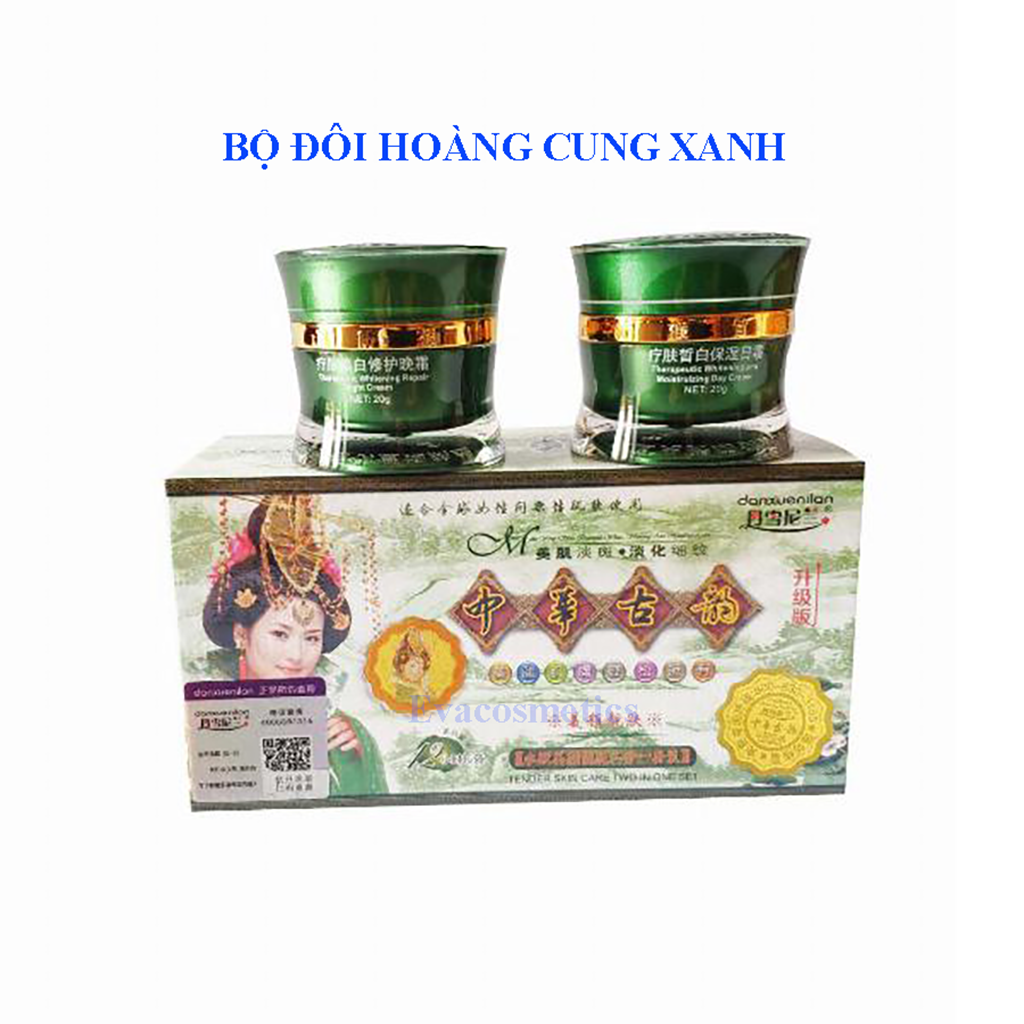 Bộ Đôi Hoàng Cung Xanh dành cho nám tàn nhang phù hợp với dạ thường, da khoẻ, đen bóng và đen lỳ, không nên dùng cho da yếu mỏng và có mụn bọc