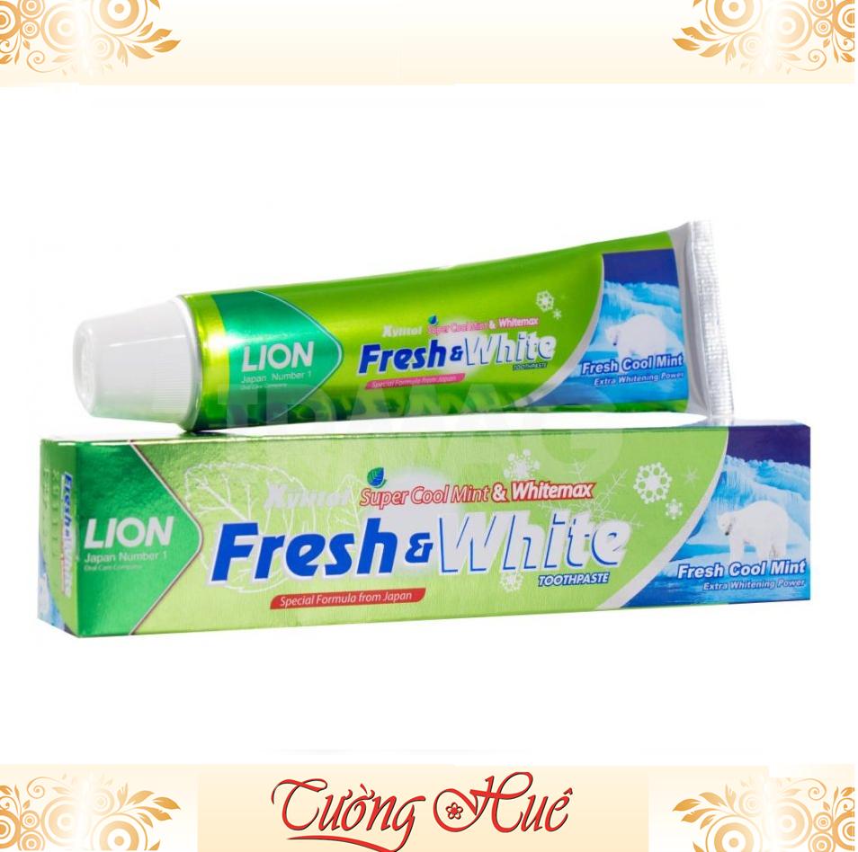 Kem đánh răng lion fresh&white fresh cool mint - 160g - xanh lá